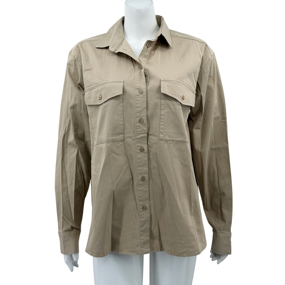 Kule Top Womens Medium Tan Button Up The Utility Shirt Long Sleeve Safari Twill‎